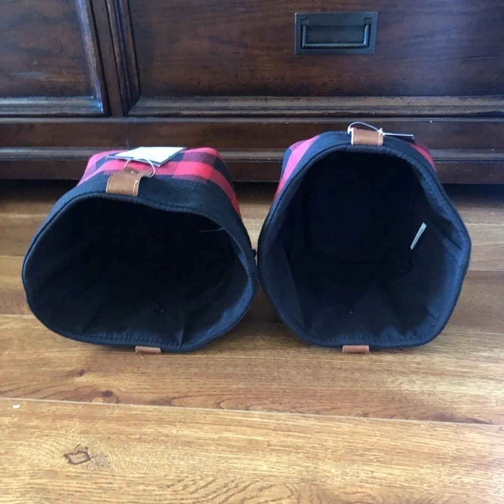 Red buffalo plaid small storage basket set of 2